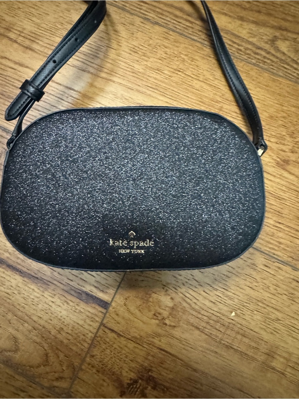 kate spade black glitter oval crossbody bag